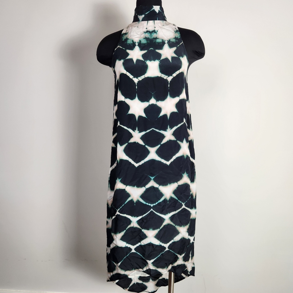 LAURA SIEGEL Clamp-Dye Sleeveless Turtleneck Dress